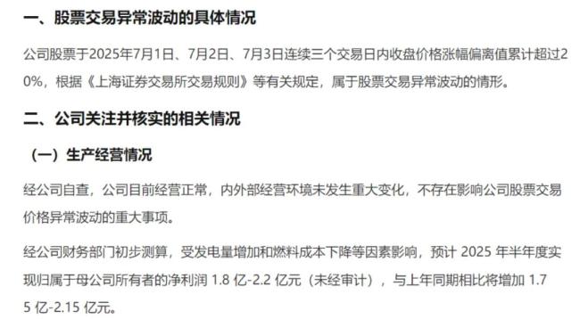 （华银电力关于股价异常波动的公告0704）
